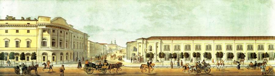 Фрагмент панорамы Невского проспекта в акварелях В.С. Садовникова. 1830-е годы 