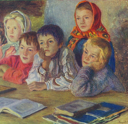 Дети на уроке. Художник Николай Богданов-Бельский. 1910 год