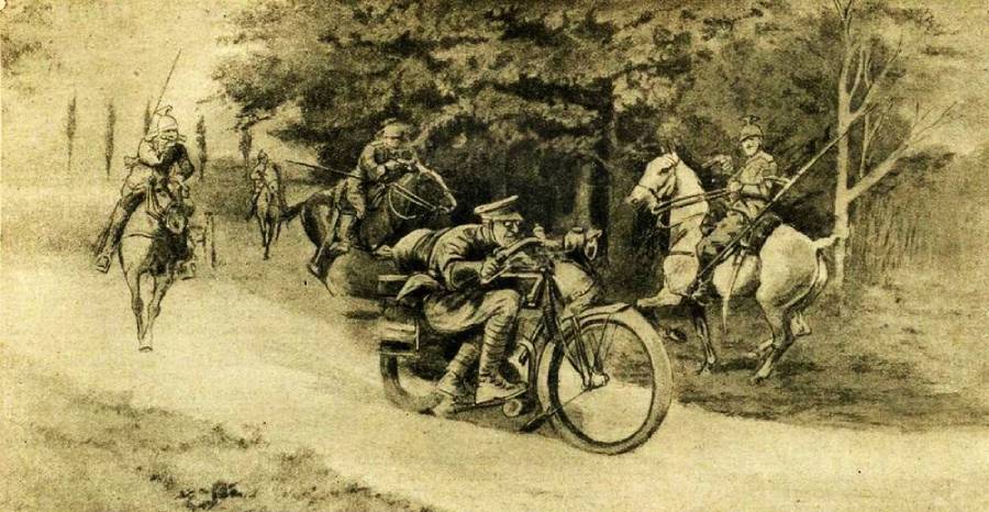 Прорвался. Рисунок художника Ч. Смиса. Журнал «Нева», 1915 год
