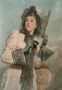 «Дама с веером». Художник Виктор Бобров. 1892 год