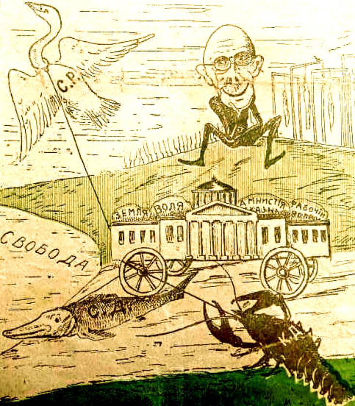 «Лебедь, рак и щука». Журнал «Карандаш». №?, 1906 год